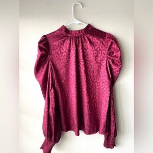 Jealous Tomato Burgundy Leopard Print Blouse